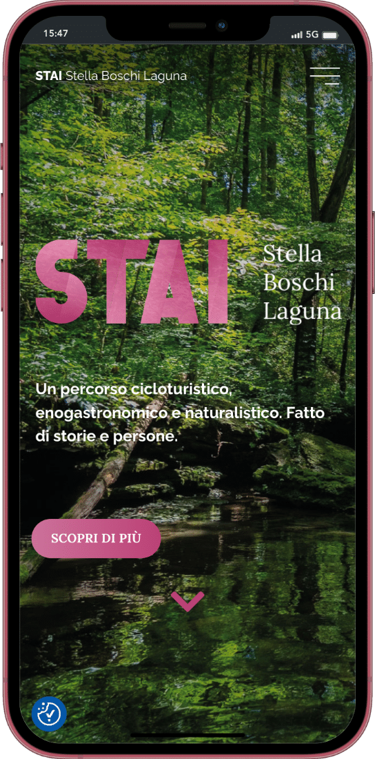 sito web Stella Boschi Laguna - promozione turistica e percorsi ciclopedonali su smartphone