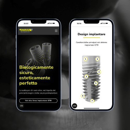 Advan Implantology website - sito industria medicale -implantologia dentale